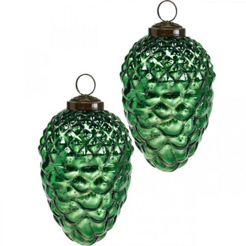 Floristik24 Décoration de l'Avent, cônes décoratifs, fruits d'automne en vrai verre, aspect antique Ø7cm H11,5cm 6pcs