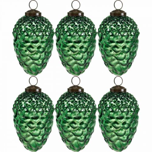Floristik24 Décoration de l'Avent, cônes décoratifs, fruits d'automne en vrai verre, aspect antique Ø7cm H11,5cm 6pcs