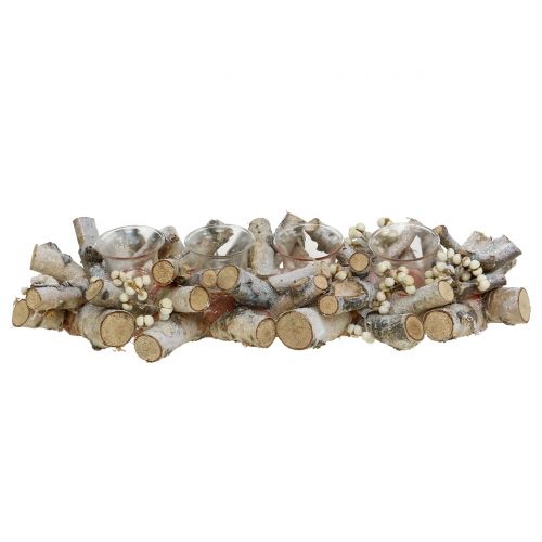 Floristik24 Arrangement de bougies avec branches de bouleau nature, mica 48cm