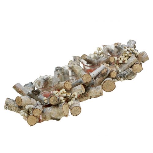 Floristik24 Arrangement de bougies avec branches de bouleau nature, mica 48cm