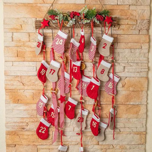 Article Calendrier de l&#39;avent à remplir Chaussettes calendrier de Noël rouge 2m