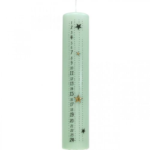 Floristik24 Bougie calendrier de l&#39;avent bougie pilier vert clair 250/50mm