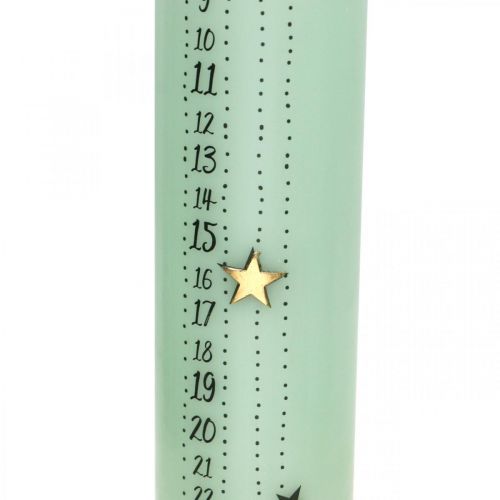 Floristik24 Bougie calendrier de l&#39;avent bougie pilier vert clair 250/50mm