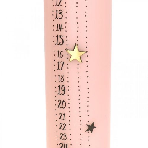 Floristik24 Bougie calendrier de l'avent bougie pilier rose avènement 250/50mm