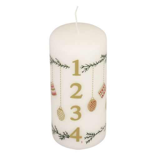 Floristik24 Bougie du calendrier de l'Avent Bougie de l'Avent bougie blanche 150/65mm