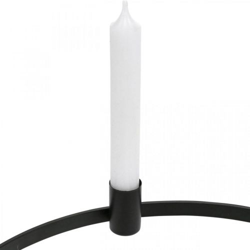 Article Bougie anneau tige bougies bougeoir métal noir Ø35cm