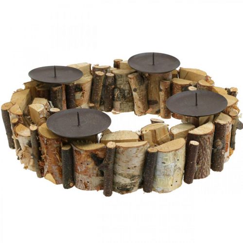 Floristik24 Couronne de l'avent décoration bouleau bois et branches Ø32cm H8cm