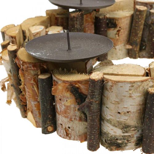 Floristik24 Couronne de l'avent décoration bouleau bois et branches Ø32cm H8cm
