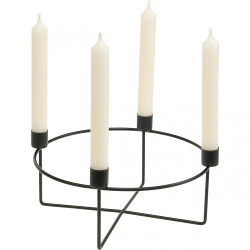 Article Bougeoir pour 4 bougies métal noir H11cm Ø24.5cm