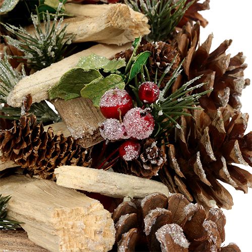 Floristik24 Couronne de l&#39;Avent avec des cônes et des branches Ø34cm