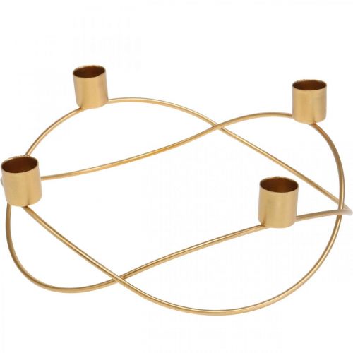 Floristik24 Bougeoir doré Couronne de l'Avent métal Pour bougies coniques Ø24cm