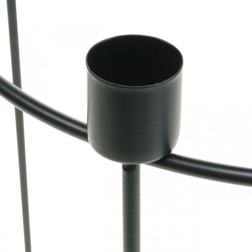 Floristik24 Bougeoir pour 4 bougies coniques métal noir Ø25cm H23cm