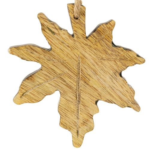 Article Décoration en bois de feuille d'érable automne vert rouge marron H10cm 6 pièces