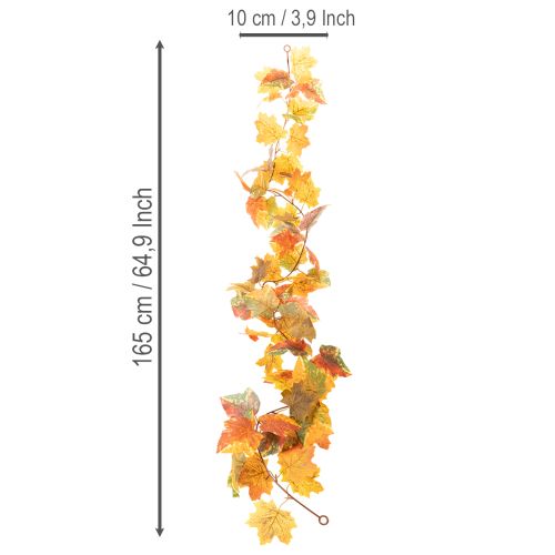Guirlande artificielle en feuilles d’érable 165 cm, décoration automnale multicolore | Floristik24.fr