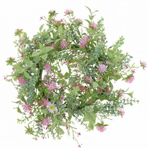 Article Couronne de prairie floquée de trèfle rose, vert Ø30cm