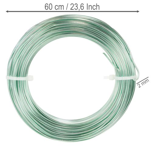 Fil aluminium 2 mm 60 m vert menthe pour bricolage et décoration | Floristik24.fr
