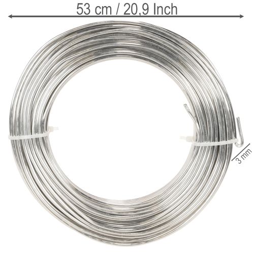 Fil d’aluminium argenté 3 mm 1 kg pour travaux créatifs | Floristik24.fr