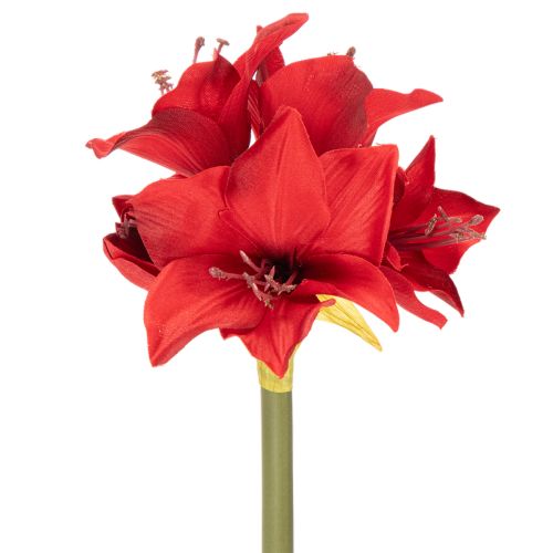 Fleur d'amaryllis rouge artificielle avec tige, décoration florale pour Noël, 50 cm