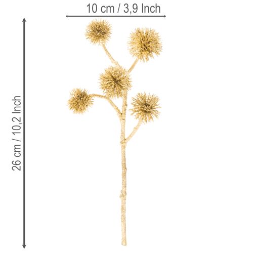 Branche artificielle dorée Amberfruit 26 cm - Lot de 6 | Floristik24.fr