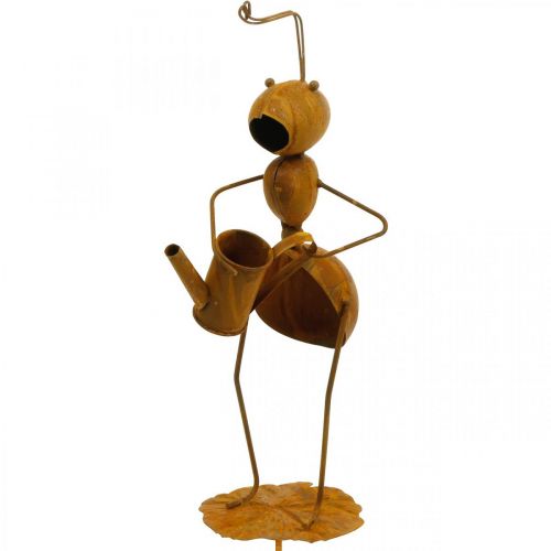 Floristik24 Bouchon décoratif fourmi, décoration de lit, fourmi avec arrosoir, patine du bouchon fleur