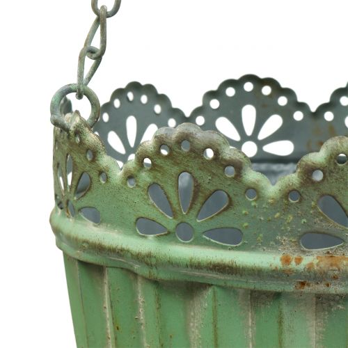 Floristik24 Panier suspendu vert antique Ø19/15cm 2pcs