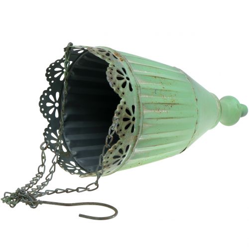 Floristik24 Panier suspendu vert antique Ø19/15cm 2pcs
