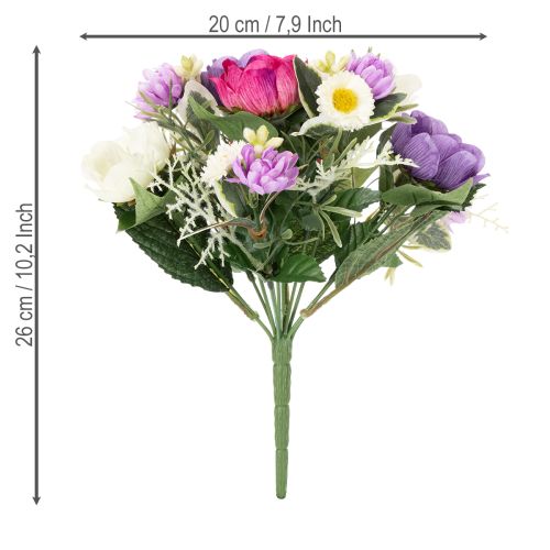 Article Bouquet de fleurs artificielles d'anémones, décoration printanière, polyvalent et au design moderne, 26 cm