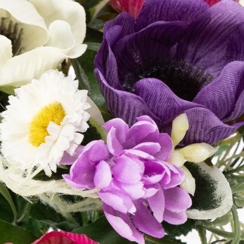 Article Bouquet de fleurs artificielles d'anémones, décoration printanière, polyvalent et au design moderne, 26 cm