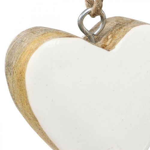 Pendentif coeurs en bois coeurs décoratifs blanc Ø5-5.5cm 12pcs