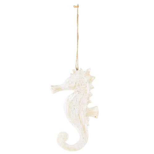 Article Pendentif décoration hippocampe blanc, décoration maritime H23cm