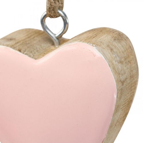 Floristik24 Pendentif coeurs en bois coeurs décoratifs rose Ø5-5.5cm 12pcs