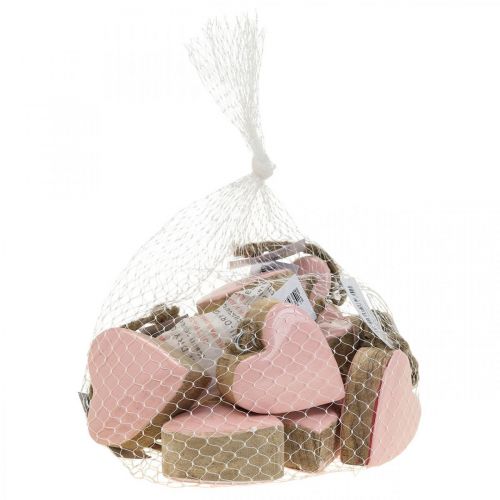 Floristik24 Pendentif coeurs en bois coeurs décoratifs rose Ø5-5.5cm 12pcs