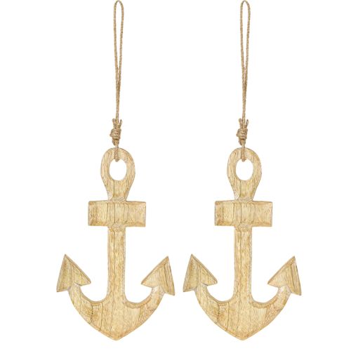 Article Ancre Déco maritime à suspendre Bois Jute 15x25cm 2pcs