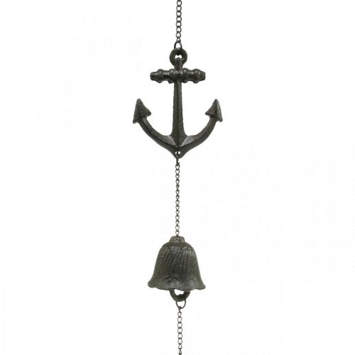 Article Cintre cloche d&#39;ancre, carillon éolien décor maritime, fonte L47.5cm