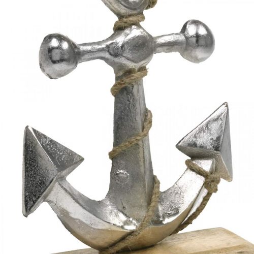 Floristik24 Ancre en métal, été, décoration de vitrine maritime Argent, couleurs naturelles H22cm