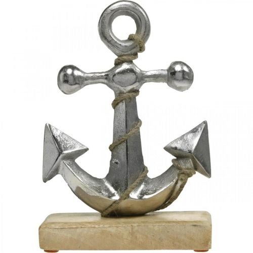 Floristik24 Ancre en métal, été, décoration de vitrine maritime Argent, couleurs naturelles H22cm