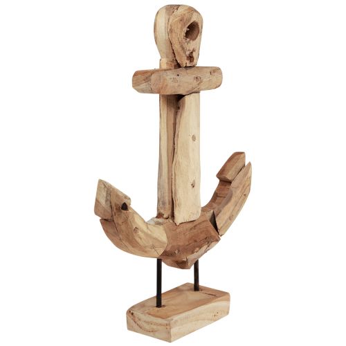 Article Décoration ancre bois métal avec socle teck maritime 26×7×38cm