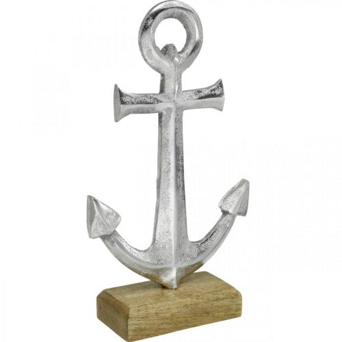 Floristik24 Ancre en métal, décoration estivale, décoration nautique Argent, naturel H24,5cm