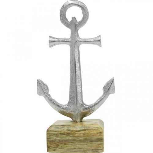 Floristik24 Ancre en métal, décoration maritime, ancre décorative argentée, couleurs naturelles H15cm