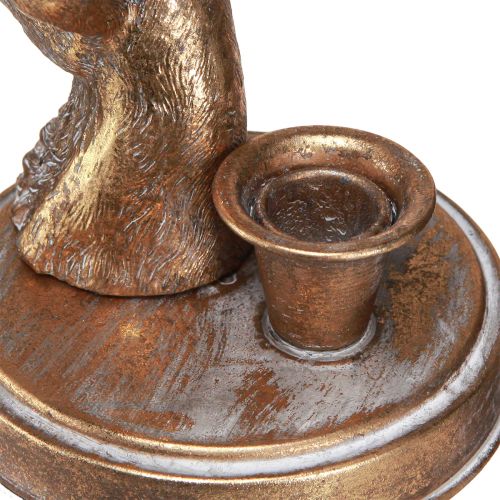 Article Bougeoir ancien verre tête de cerf métal doré 26cm