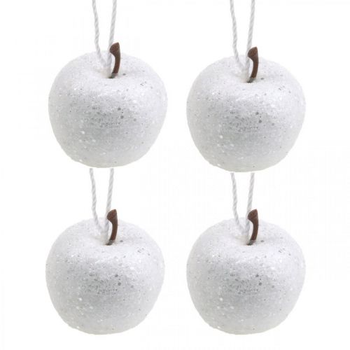 Floristik24 Déco mini pomme paillettes décorations de sapin de Noël blanc Ø3,5cm 24 pcs