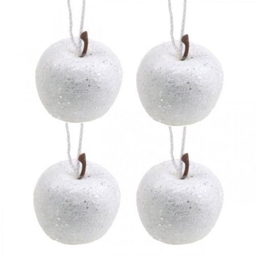 Floristik24 Déco mini décorations de sapin de Noël blanc pailleté pomme Ø3,5cm 24pcs