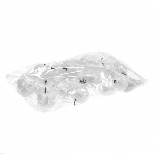Floristik24 Déco mini pomme paillettes décorations de sapin de Noël blanc Ø3,5cm 24 pcs