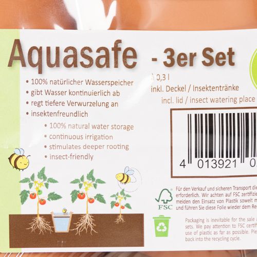 Réservoir d'eau Aquasafe avec fontaine à insectes pour jardin, balcon, terrasse, 12 cm, lot de 3 | Floristik24.fr