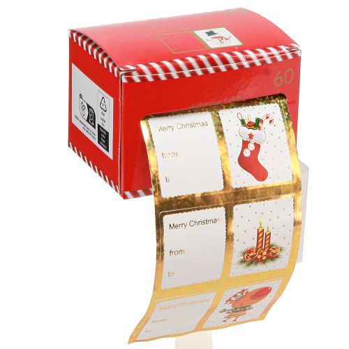 Article Autocollants Étiquettes autocollantes pour cadeaux de Noël 5,5 cm 60 pièces