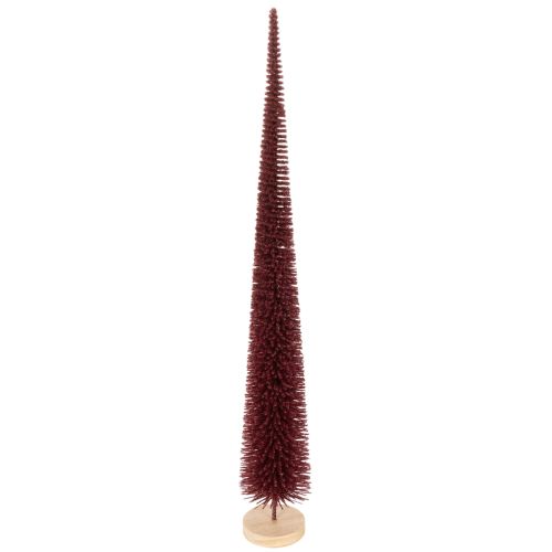 Sapin de Noël décoratif, silhouette fine sur socle en bois, 60 cm
