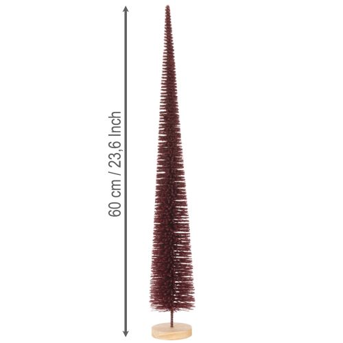 Sapin de Noël décoratif, silhouette fine sur socle en bois, 60 cm | Floristik24.fr