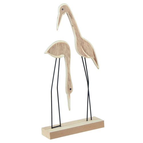 Article Support figurine en bois paire de grues naturel 27,5×13cm 2 pcs