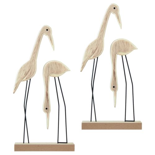 Article Support figurine en bois paire de grues naturel 27,5×13cm 2 pcs