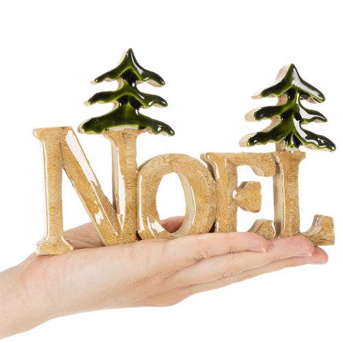 Décoration de Noël en bois "Noel" avec deux sapins 18 cm | Floristik24.fr